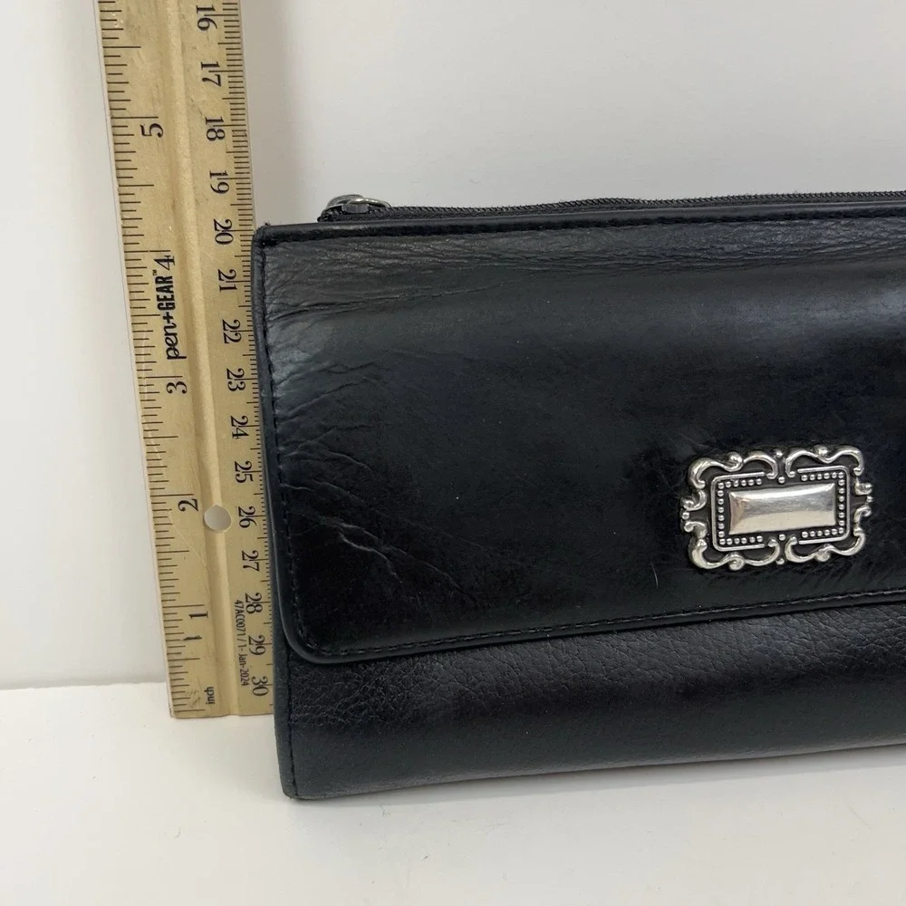 FOSSIL Leather Wallet Clutch Removable Crossbody Shoulder Strap‎ Organizer Black